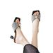 Summer New Black Pearl Square Toe Sandals - Women's Everyday Work-friendly, Comfortable, Leg-lengthening High Heels_vogvips.com