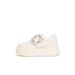 Suyinyin Microfiber Diamond Buckle Wear-resistant Rhinestone Thick Sole Casual Sports Board For Women, White With_vogvips.com