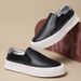 Suitable For All Seasons Men's Spring Summer Slip-On Trendy Shoes Soft Leather Loafers Breathable Black Versatile Thick-Soled Casual Sneakers_vogvips.com