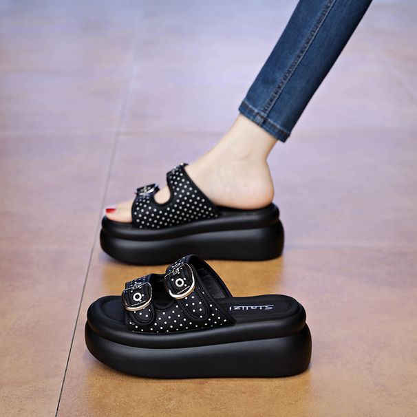 Women's French Polka Dot Platform Sandals 2026 New Style Summer Casual Height Increasing Shoes Wear with Skirts Versatile_vogvips.com