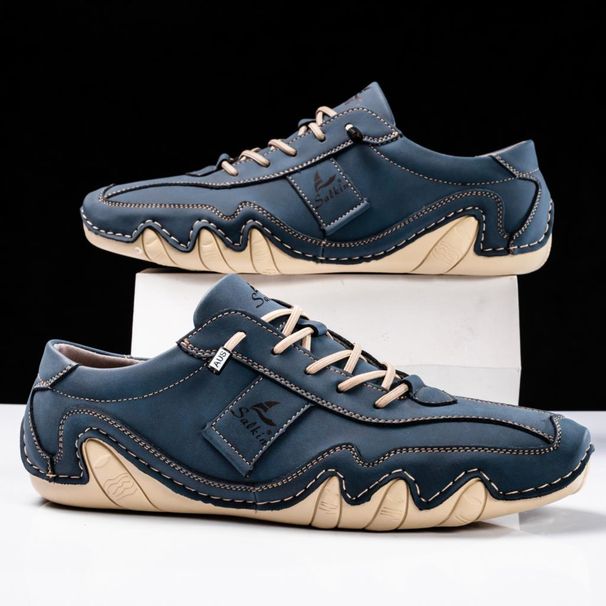 New 2024 Fashion Handmade Leather Casual Men Shoes Design Fall Sneakers Man Loafers Breathable Soft Flat Shoes Driving Shoes_vogvips.com
