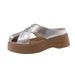 Hollowed-out Breathable Silver Thick-soled Closed-toe Slip-on Mules Women, Suitable For Pairing With Skirts, Summer_vogvips.com