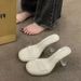 Transparent Beautiful High Heels Slippers Women's Summer Wear Crystal Thick Heel Sandals French Semi-drag Temperament Socialite Sandals_vogvips.com