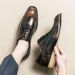 ShoeVault Men's Leather Business Formal Casual Fashion Versatile Groom Wedding Square Toe British Style Retro Oxford Derby Shoes_vogvips.com