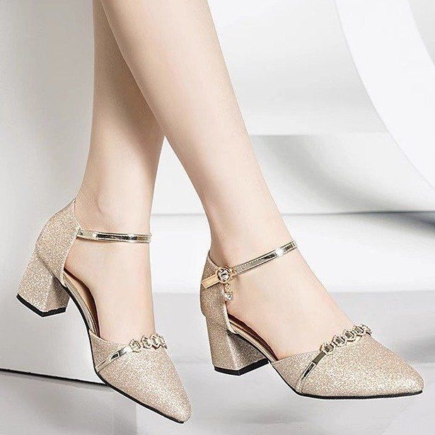 2026 New Versatile Soft Leather Pointed Toe Sandals Women, Fashionable High Heels For Spring And Summer, Chunky Heel_vogvips.com