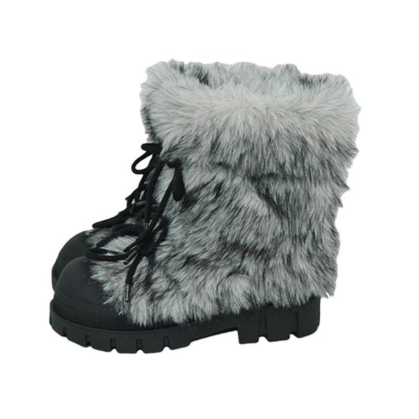 Iceland Furry Snow Boots 2025 Winter New Trendy Fleece-Lined Thickened Outdoor Cotton Big Toe Thick Sole Shoes_vogvips.com