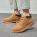 Men's Low-Cut Work Boots - Genuine Leather Lace-Up Chunky Sole Casual Shoes For Outdoor & Daily Wear_vogvips.com