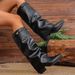 Women's Large Size Pleated High Heeled Fashion Boots Thick Heel Autumn New High Leg Trousers Boots_vogvips.com