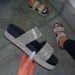 Plus Size Rhinestone Sandals Women's Summer New Flat Thick Sole One-strap Beach Sandals_vogvips.com