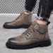 Men's Winter With Fleece Lining, Thickened High-top Casual Leather Shoes, Versatile Soft Sole Work Bo, Warm Martin_vogvips.com