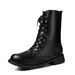 Martin For Women 2023 Autumn Winter Couple Style Large Size Round Toe Chunky Heel Lace-up Casual Mid-calf Boots_vogvips.com