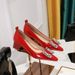 Women's shoes thick mid-heel shallow mouth small square head patent leather metal diamond-buckle high heel single shoes for women_vogvips.com