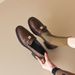Small Leather Shoes Left Bank Patent Leather Thick Heel Gold Buckle Single Shoes Loafers Women_vogvips.com