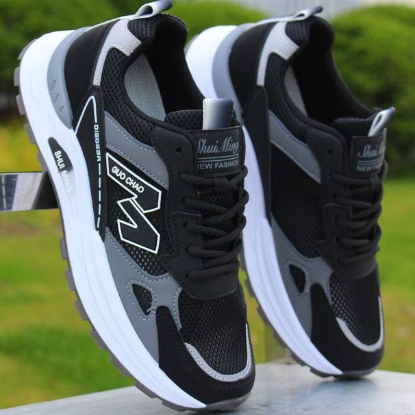Breathable Mesh Casual Sneakers For Men - Lightweight Slip-Resistant Summer Shoes With Soft Sole, Round Toe Design Men's Shoes_vogvips.com