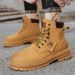 European Warm Series Large Yellow Autumn Winter Men's Martin Work High-top Desert Boots British Style Thick-soled Leather Shoes_vogvips.com