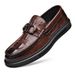 Euro Step Loafers Moccasins Business Casual Leather Formal British Style Crocodile Pattern Men's Shoes Trendy Versatile_vogvips.com