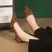 Leopard Print Women's Pointed Toe Temperament, Small Heel Shoe, Cat 2025 Autumn New Item, Suede Mid Heel, Shallow Mouth_vogvips.com