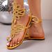 Women's Rhinestone Gladiator 2025 New Hollow Out Flower Toe Ring Flat Sandals Sparkly Crystal Back Zip Summer Beach Shoe_vogvips.com