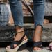 Thick Soled Sloping Heel In 2025, Large Denim Cross Buckle, One Line Strap Sandals For Women_vogvips.com