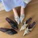 Cowhide Version~ Genuine Leather Hidden Wedge Closed-Toe Shoes For Women Summer Pointed Toe Slip-On Mules Half Slippers_vogvips.com