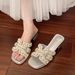 Style Cross Pearl One-Strap French Summer Slippers For Women Outdoor Flat Sandals Lazy New 2026_vogvips.com