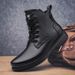 Men's Medium Tube Martin Boots, Irst Layer Large Size Trendy Men's Leather Boots, Thick Sole Heightening High-top Tooling Shoes_vogvips.com