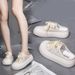 Summer New Style Half Slip White Shoes Thick Bottom Big Head Student Shoes Casual Hollow Platform Shoes Women_vogvips.com