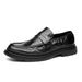 Leather shoes men business leather casual shoes spring new slip-on black leather shoes commuter men loafer shoes men_vogvips.com