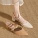 Women's Sandals 2024 Summer New Pointed Single Shoes Thick Mid Half Stunning High Heel French Style Closed Toe Outdoor_vogvips.com