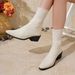 Women's Slimming mid Heel Sock Boots Knitted plus Size Chunky Fashion Cowboy Boots for Spring New Style Elastic_vogvips.com