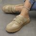 Women's Retro Birkenstock-Style Sandals - Comfortable Round-Toe Slip-On Shoes With Rubber Sole (Brown & Khaki)_vogvips.com