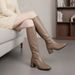 Plus Size Women's Western Style Boots Autumn Winter High End Leather Fashionable Light Luxury Shoes_vogvips.com