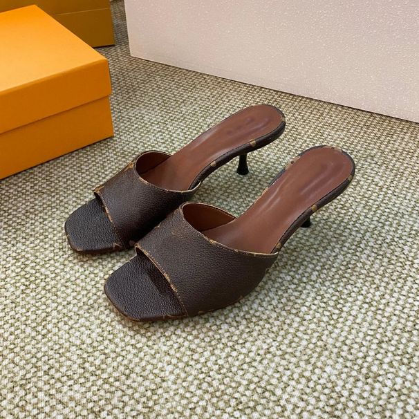 In Stock New Thin Heel Denim Slippers Fashion Color Block Outdoor One Strap Open Toe Printed Sandals_vogvips.com