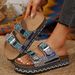 Thick Soled Rope Double Buckle Rhinestone Cork Beach Slippers Large Size Women's Shoes Sparkling_vogvips.com