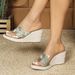 Straw Transparent Simple Hate Sky High Slope Heel Thick Bottom Waterproof Platform Women's Slippers Outside Wear Woven_vogvips.com