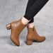 2025 Autumn Winter New Versatile Fashion In Stock Thick High Heel Pointed Toe Martin Fleece Lined Thickened Commuter_vogvips.com