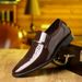 Euro Step Plus Size Leather Summer Pointed Toe Hollow Slip-On Business Breathable Casual Shoes_vogvips.com