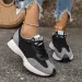 Women's Retro Green Minimalist Suede Patchwork Sneakers With Chunky White Sole For Daily Wear_vogvips.com