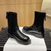 Cowhide ~ Melad Style Genuine Leather Mid-Calf For Women With Belt Buckle Short Thick Sole Martin Slim Boots_vogvips.com