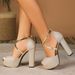 Women's High-heeled For Summer, Stylish Chunky Heels, Versatile And Comfortable, Waterproof Platform, Large Size,_vogvips.com