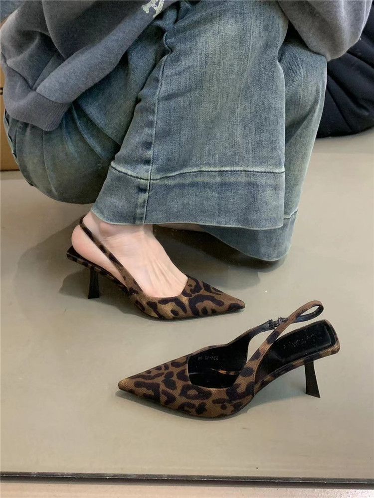 High-end Niche Leopard Print High-heeled Hoe For Women, 2024 Pring/ummer New Vintage Elegant Tiletto Pointed_vogvips.com