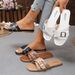 2025 New European And American Style Large Size Sandals Slippers For Women Thick Sole Flat Summer Fashion Buckle_vogvips.com