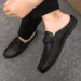 Leather Men Half Slippers Summer Breathable Mens Casual Shoes Slip-on Lazy Driving Shoes Comfortable Walking Loafers Moccasins_vogvips.com