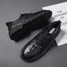 Brogue Shoes For Men, Genuine Leather, Business Formal First-Layer Cowhide, Black Crocodile Pattern, Thick-Soled Casual_vogvips.com