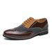 Euro Step Spring And Autumn New British Business Formal For Men, Patchwork Trendy Brogue Carved Pointed Casual Leather Shoes_vogvips.com