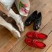 Cowhide Edition~Red French Mary Jane Women's Velcro Ballet Single Flat Casual Training Shoes_vogvips.com