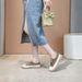 Top Layer Cowhide 2024 Elastic Band Slip-On Fashion Casual Large Size White Women's Shoes_vogvips.com