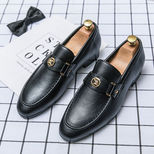 Large Size Business Leather For Men British Fashion Stone Pattern Loafers Formal Breathable Slip-On Shoes Office_vogvips.com