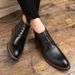 Euro Step Large Size Men's High-top Leather Business Ankle Martin Boots Pointed Brogue Carved Mens Shoes_vogvips.com