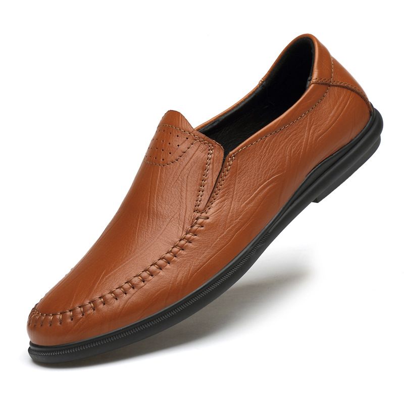 Large Size Three-dimensional Bark Pattern First Layer Doudou Men's Shoes Casual Driving Walking Men's Shoes_vogvips.com
